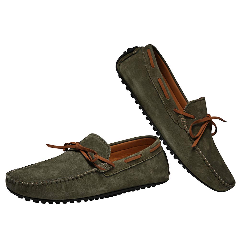 Uomo Pelle Scamosciata Fatto a Mano Confortevole Tappeto Pantofole Antiscivolo Scarpe da Barca Casuale Mocassini Piatti