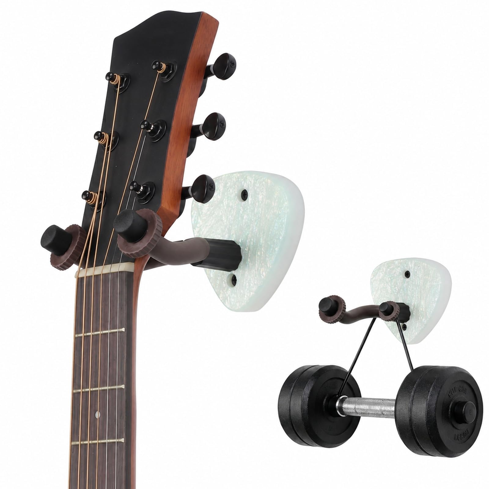 2 Pack Colorful Plexiglass Guitar Wall Mount Hangers &amp; String Swing Hanger, Heavy Duty Guitar Holder Hook Stand, Universal Fit for Acoustic Electric Bass, Ukulele Banjo