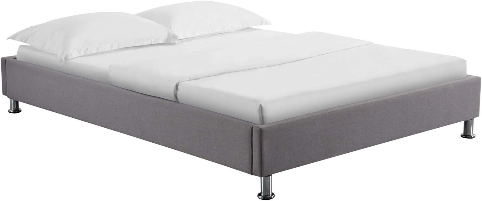 Lit Futon Simple Nizza - Couchage 90x190 Cm Pour Adulte Ou Enfant, Tissu Noir Moderne Avec Sommier à Lattes Et Pieds Chromés