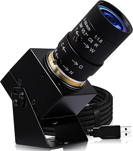 ELP 4K USB Camera Variable Focus Webcam 5-50mm 10X Zoom Varifocal Camera,2160P 30fps Manual Zoom Focus Web Camera,IMX317 Vari-Focus USB Web Cam