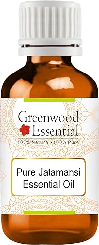 Greenwood Essential Aceite esencial de Jatamansi (Nardostachys jatamansi) puro  No pegajoso  No graso  Ligero  Hombres y mujeres  Todo tipo de piel