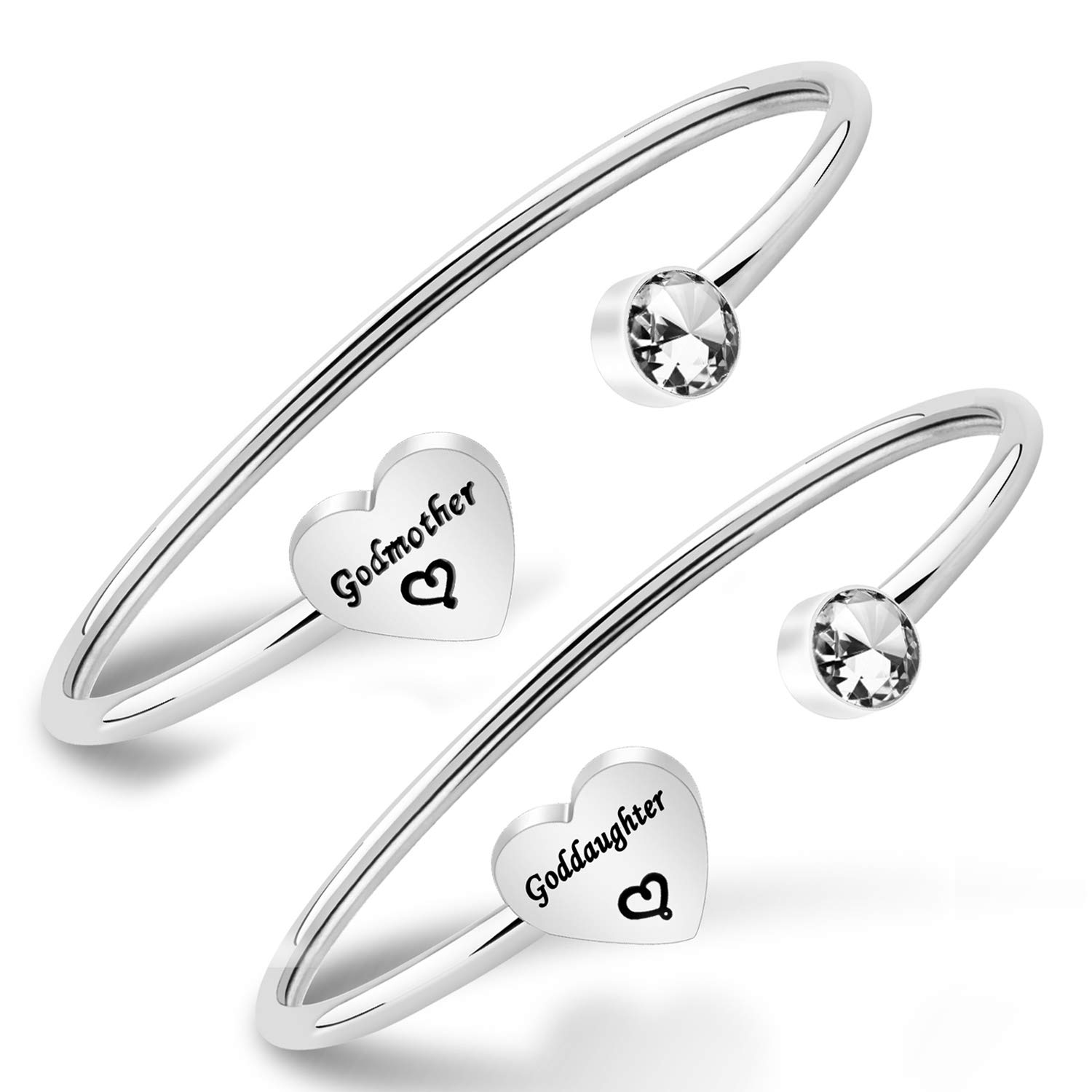 MNBVBV Braccialetto regalo battesimo personalizzato madrina compleanno regalo festa della mamma per madrina regali di Natale, size_name, Acciaio inossidabile, Nessuna pietra preziosa
