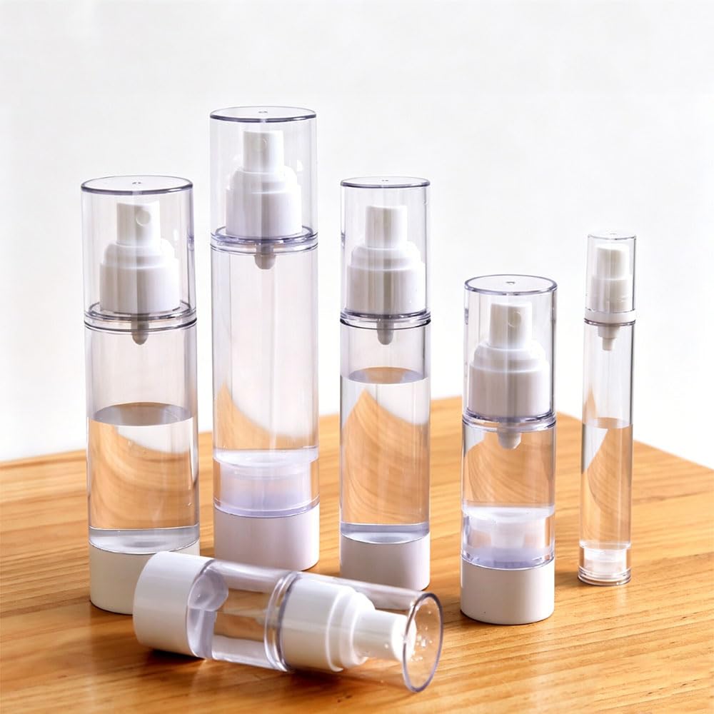 20 unidades botellas sin aire vacías de plástico 5-100ml, dispensadores de vacío recargables para crema, loción y aerosol, portátiles para viaje (20,50ml,Botella de pulverización)