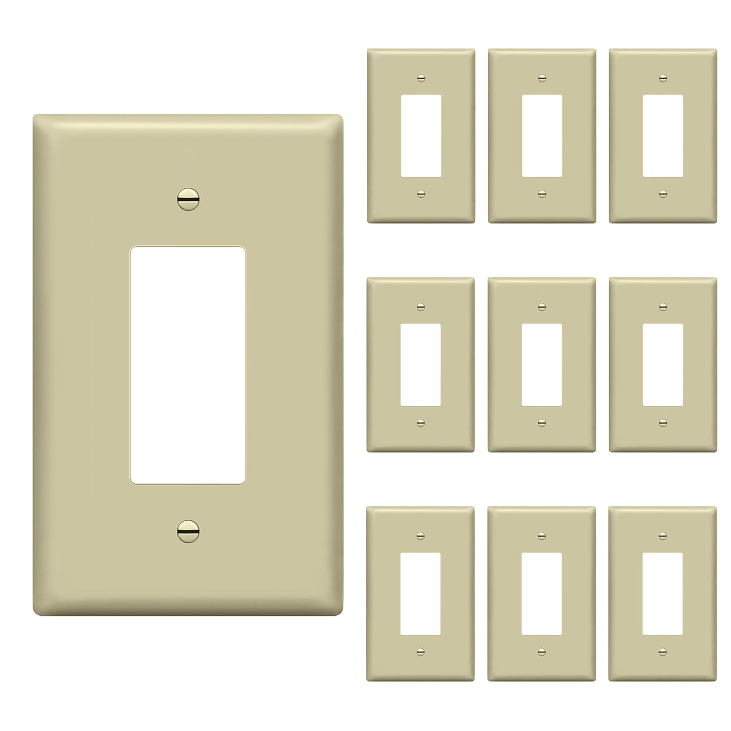 Enerlites Ivory Awardroom Decorator Light Switch Or Receptacle Outlet Wall Plate, Over-Size 1-Gang 5.5" X 3.5", Unbreakable Polycarbonate Thermoplastic, Ul Listed, 8831O-I-10Pcs, (10 Pack)