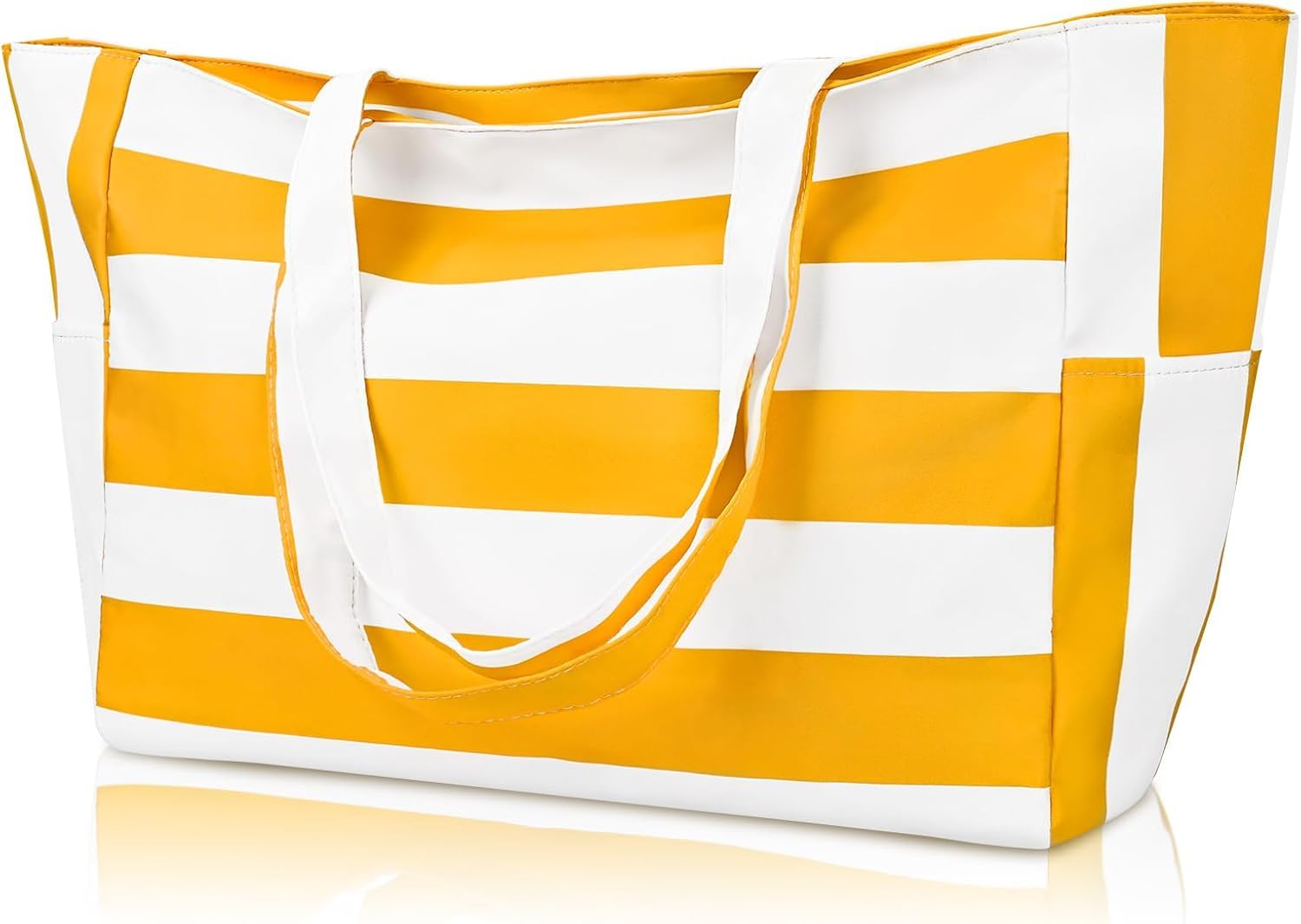 Sponsored Ad - Elp Tote Bag for Women Office Work Multipurpose Shoulder Bag with Zipper Pocket Teacher Travel Grocery Beach Hobo Bag Waterproof Sandproof Lightweight Pool Bag (Bolt Yellow White)