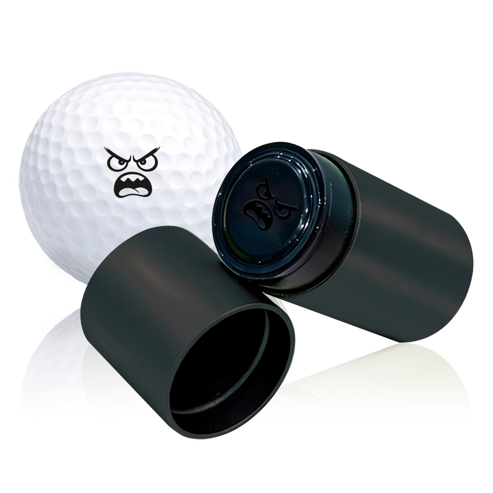 PLIGREAT Cartoon Expression Golf Ball Stamp, Self Inking Golf Ball Stampers Reusable Golfs Balls Stamp Marker to Identify Balls Golfer Gift Golfing Accessories, Black