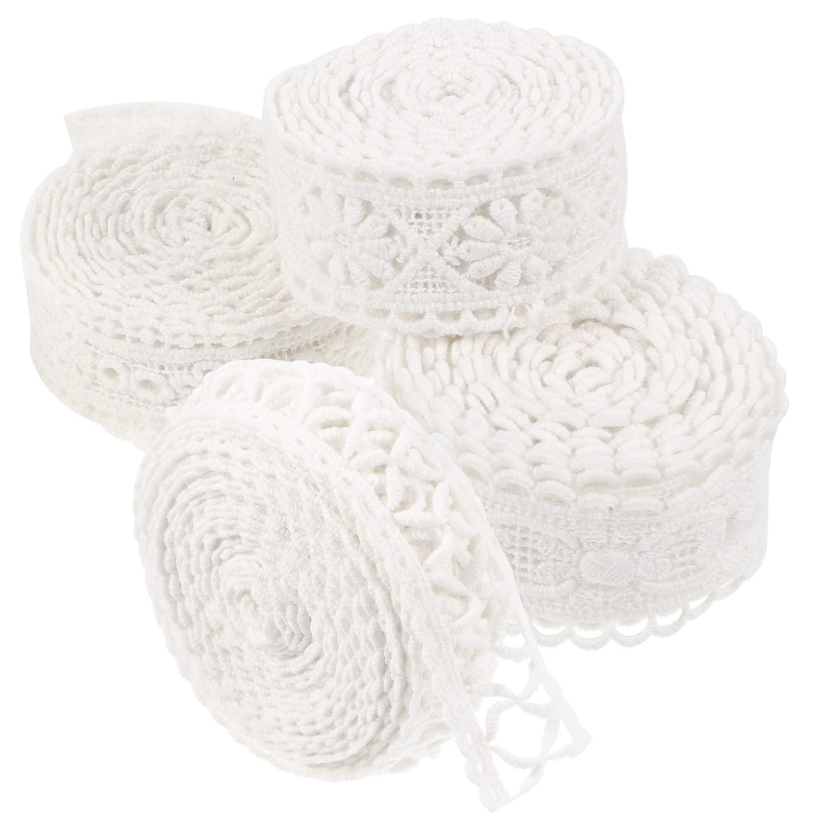 12 Rollos Cordón adornos de encaje de algodón molduras decorativas Decoración de encaje Material de para cortinas y manteles ribete de tela de de ropa
