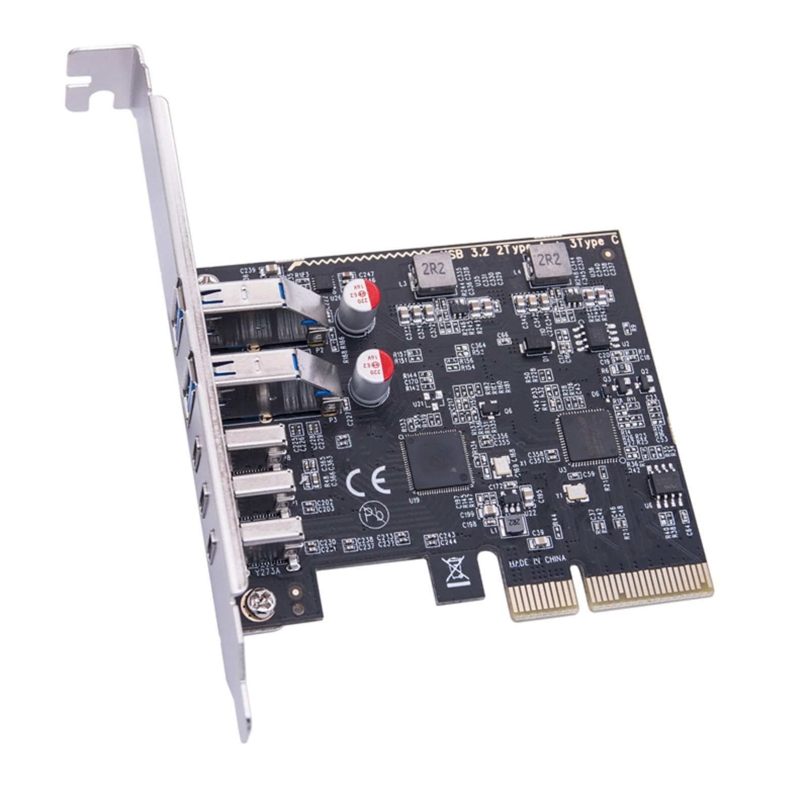 Carte d'extension USB PCIE 2 ports USB3.2 USB A + 3 ports Type C 10 Gbps Carte d'extension PCIExpress 4 USB Hubs Adaptateur