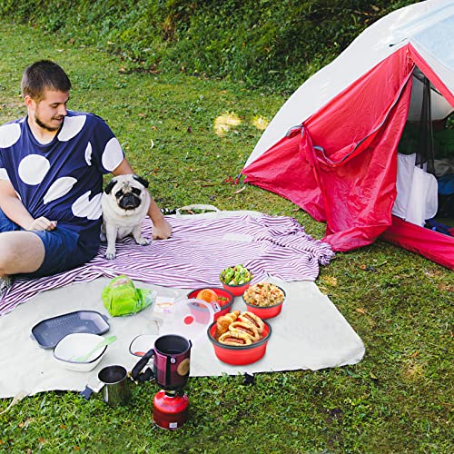 Collapsible Bowls For Camping Rv Kitchen Accessories - 4Pc Round Silicone Food Storage Containers Refrigerator Organizer With Lid - Bpa Free, Safe For Microwave Dishwasher Freezer, Motorhome Solutions #TOP5