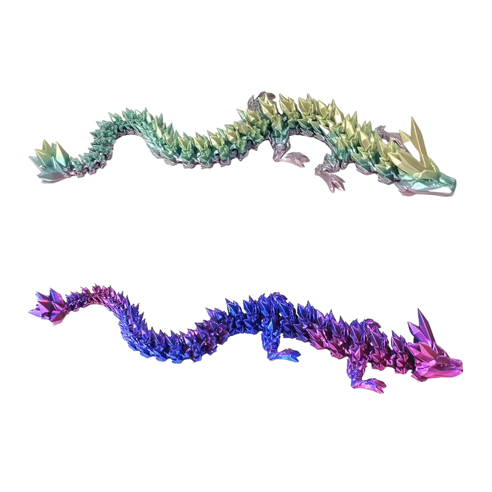 YOUZMY Lot De 2 Dragons Imprimés 3D – Rouge Laser Et Violet Laser – Figurines Mobiles Articulées – Décoration De Bureau Et Surprise De Pâques