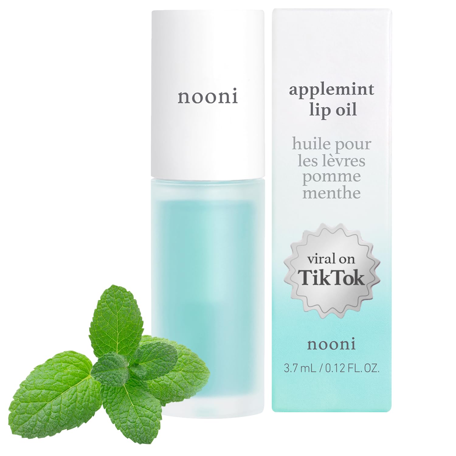 Nooni Applemint Lip Oil 0.12 Ounces, Healing Lip Ointment, Lip Treatment, Plumper Lip Oil, Lip Care, Mint-Infused Formula, Lip Protect Gloss, Voluming Hydrating, Lip Primer