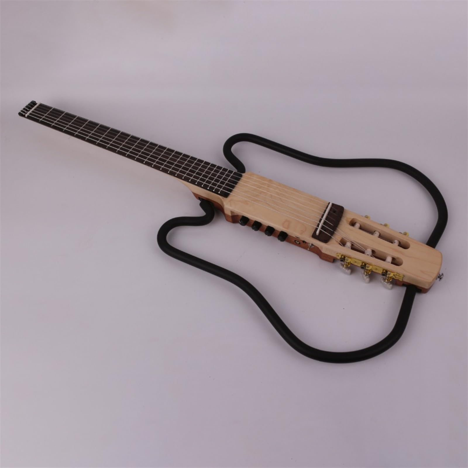 22 Progi Cicha Nylonowa Struna Bezgłowa Gitara Elektryczna Wbudowana W Efektor Podróżna Przenośna Składana Gitara Profesjonalna Bezgłowy Gitara Elektryczna (Color : 01)
