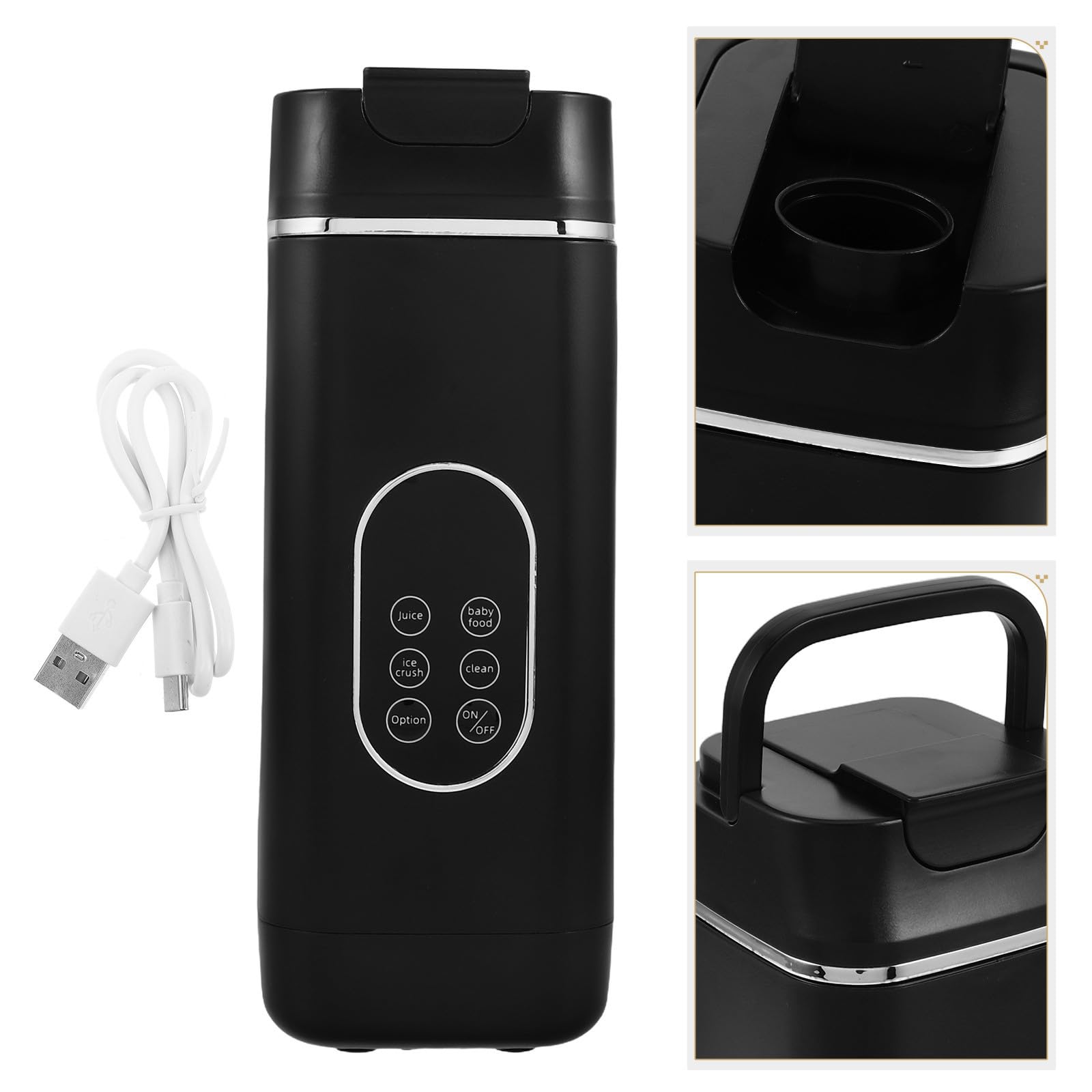 Hemobllo Frullatore Portatile per Smoothie da 420ml con 12 Lame, Ricaricabile Usb, in Plastica Nera, per Viaggi e Uso Domestico