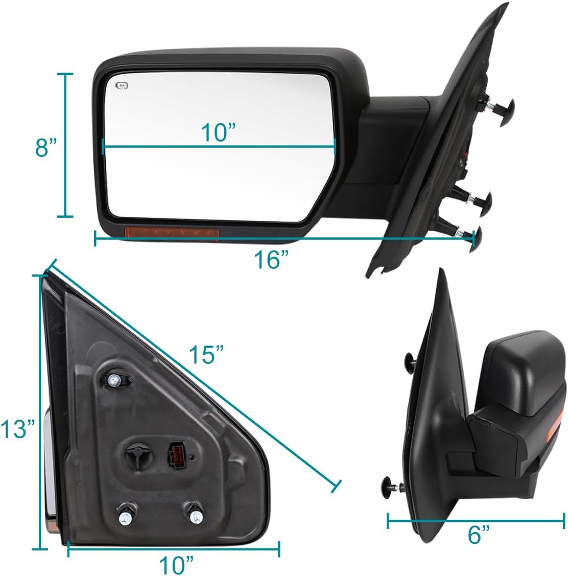 Spec-D Tuning Power+Heated w/LED Turn Signal+Puddle Lamp Left Driver Side Mirror Compatible with 2007-2014 Ford F150
