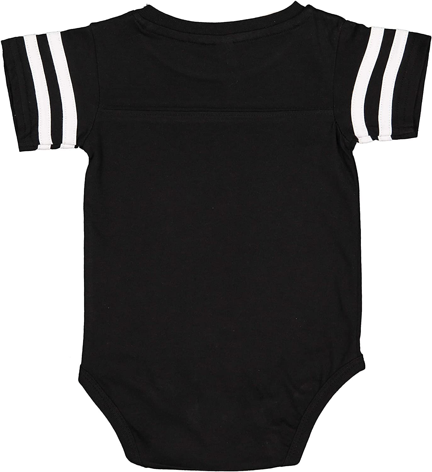 RABBIT SKINS, Baby Soft Short Sleeve Football Bodysuit, Black White, 6 Months