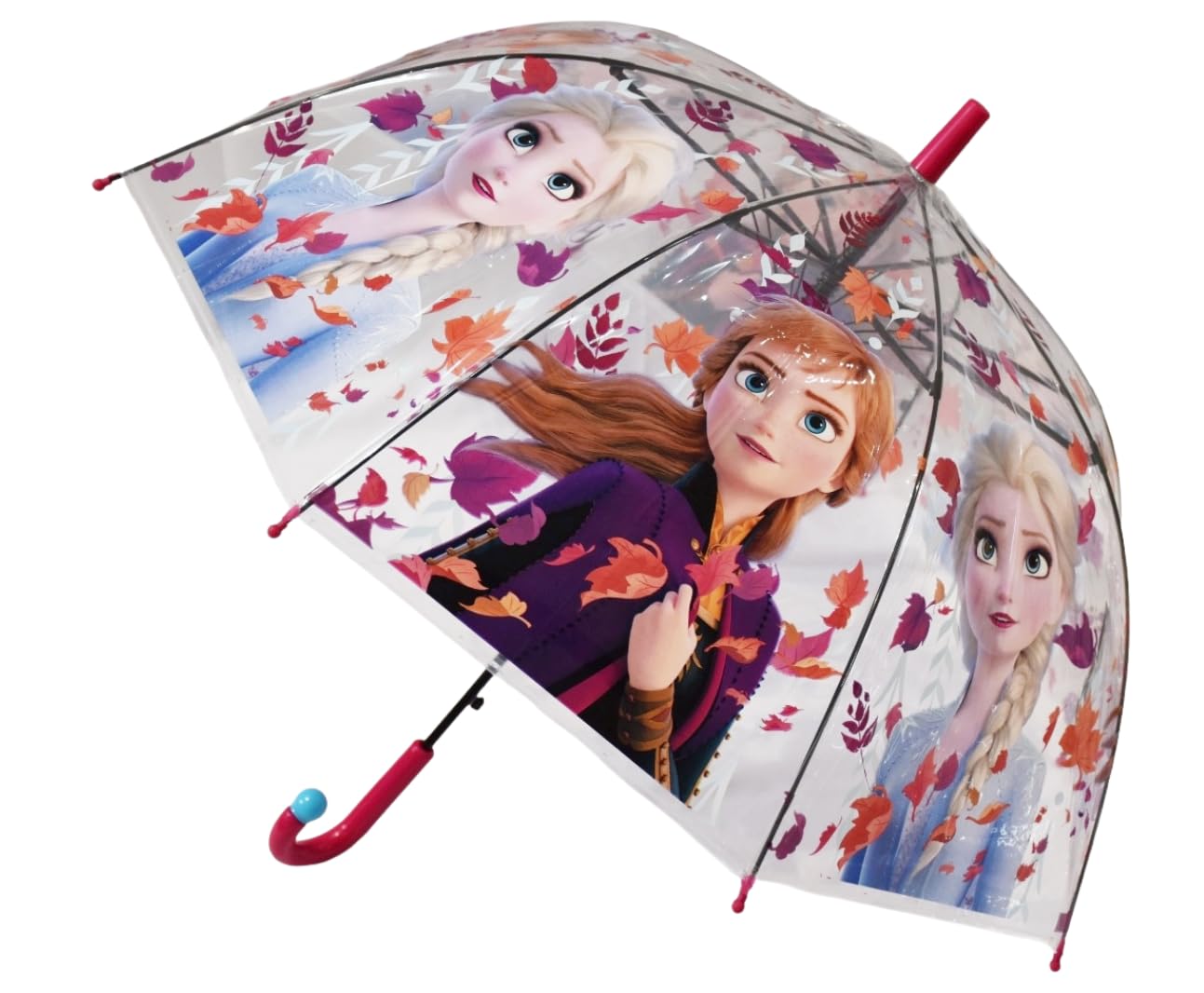 chaatewala Princess Clear Dome Umbrella for Girls – Transparent Bubble Rain Umbrella with Autumn Leaf Design – Lightweight Waterproof Kids Umbrella with Red Dot Hook Handle-picture-12