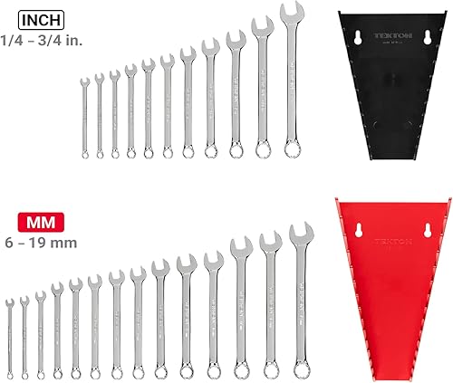 Miniatura 3 de TEKTON WCB91303 - Juego de llaves combinadas con soporte, 25 piezas (14 a 34 pulgadas, 6 a 19 mm)