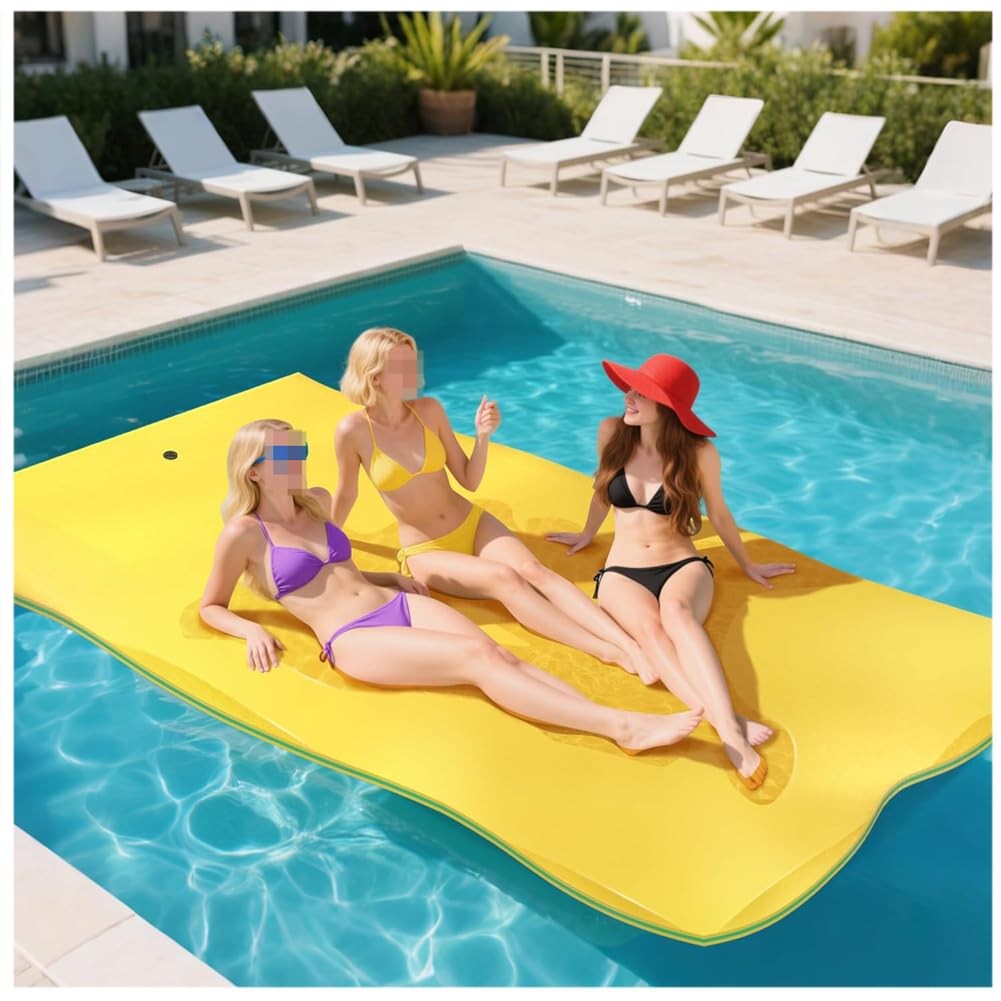 Tapis d'eau flottant en mousse XPE indéchirable, design à 3 couches avec sangle élastique pour lac, plage, océan et piscine, parfait pour s'amuser au soleil