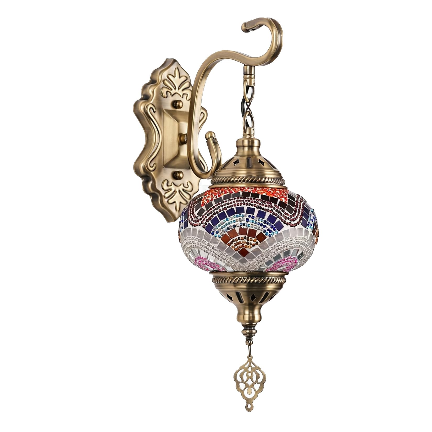 Yjmgrowing Turkish Mosaic Wall Lamp Moroccan 1-Globe Wall Sconce, 6-Inch
