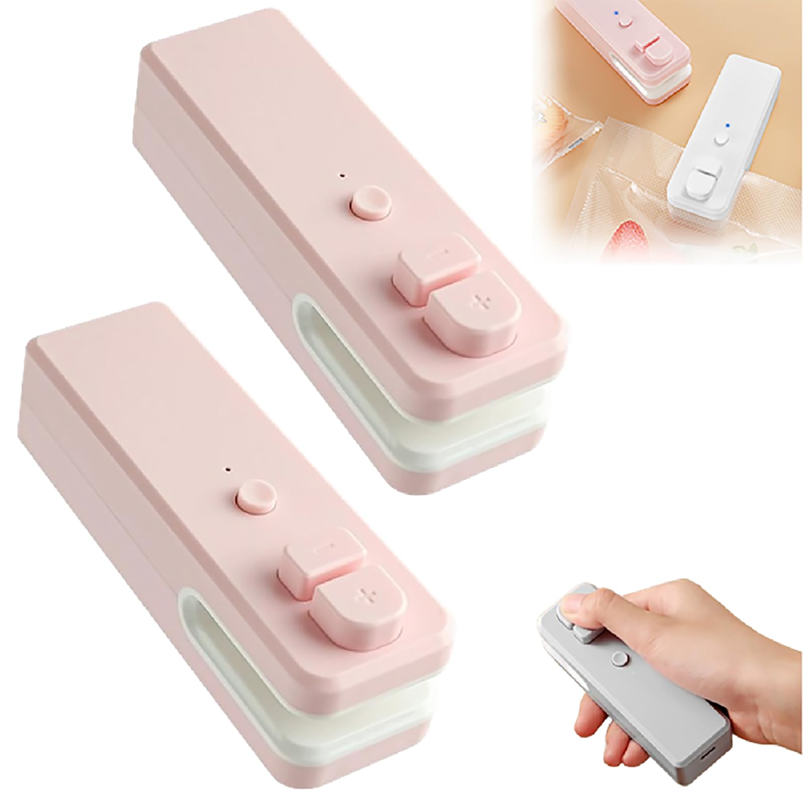 2 in 1 Mini Bag Sealer, USB C Rechargeable Chip Bag Sealer Heat Seal 2 in 1 Bag Sealer and Cutter Magnetic Portable Handheld Chip Bag Sealer Heat