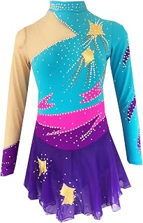 JRUIA Figure Skating Dress Long Sleeve Girls' Ice Skating Performance Costume Women's Dance Rhythmic Gymnastics Leotards