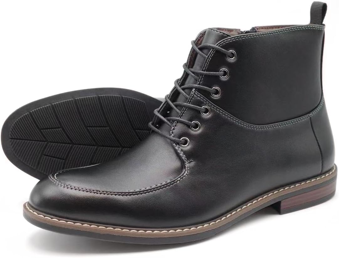 Finishing & Sewing Men's Norwegian Derby Boots, Moc Toe Design with Side Zipper - Image 4