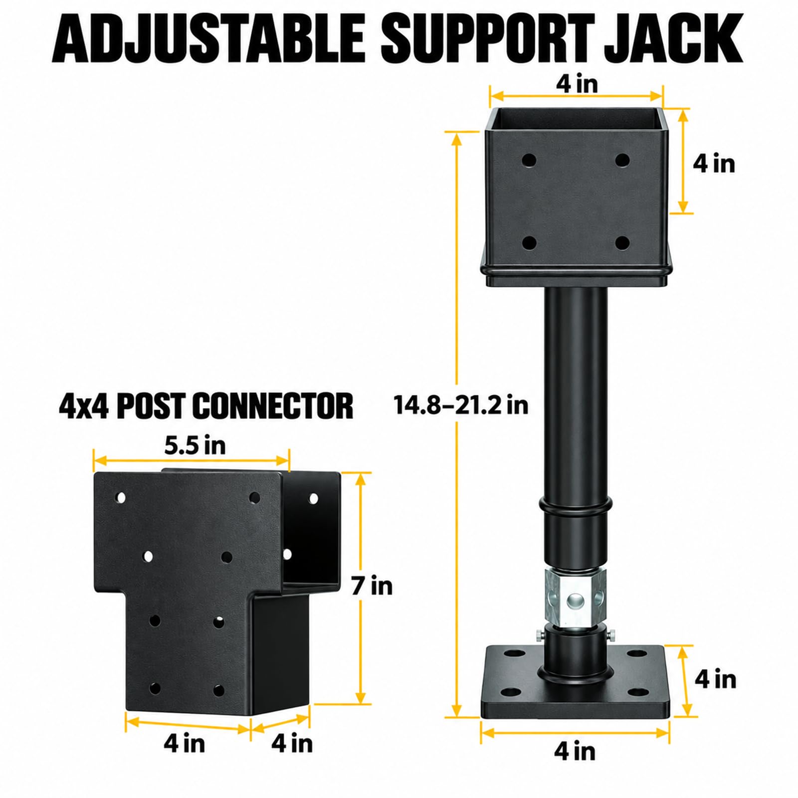Kit de poste de gato de tornillo ajustable de 4 x 4 pulgadas y