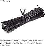 MECCANIXITY 750 Pcs 6" 15cm Foil Twist Ties, Black | Metallic Plastic, Closure Tie for Tying Bread, Candy, Cookies, Gift Bags Arts