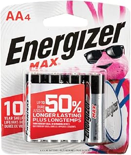 Energizer E91 Regular Alkaline Batteries, 1.5 V, AA, 4/Pack(Packaging May Vary)