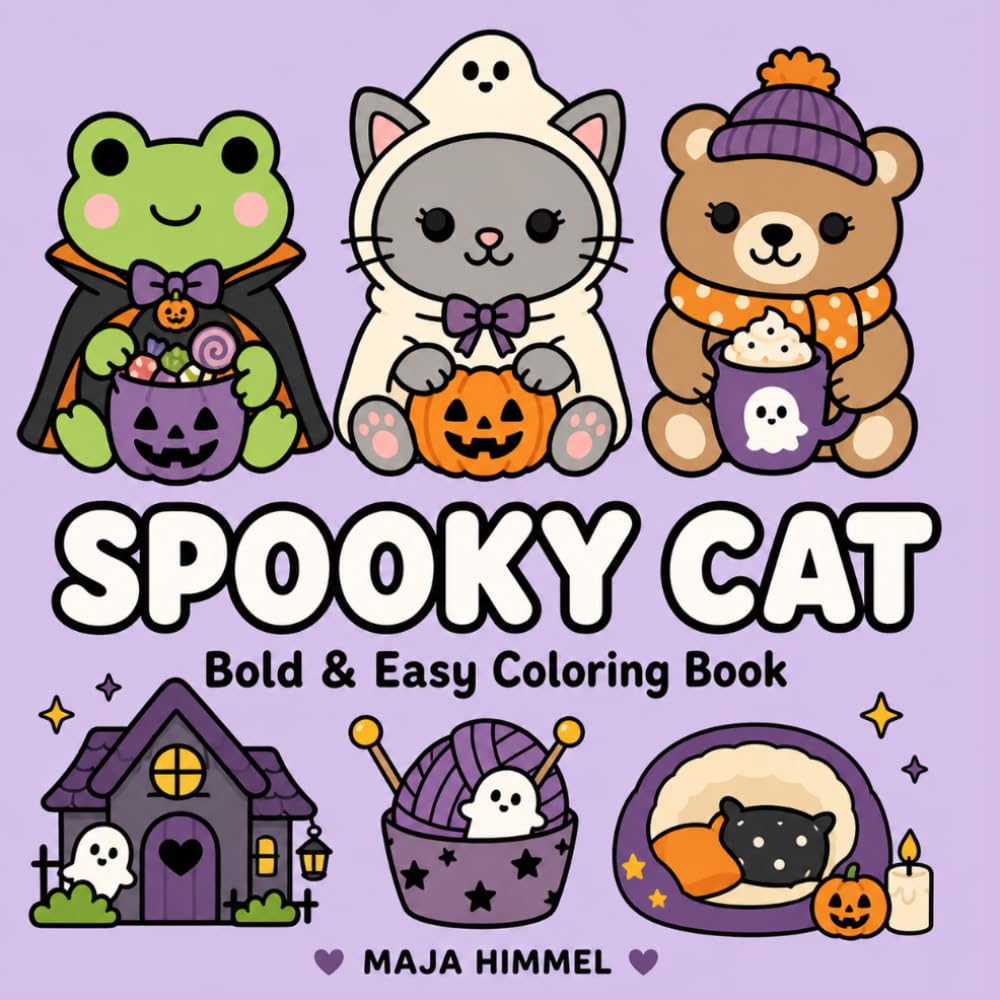 Spooky Cat Halloween Coloring Book: Bold & Easy Coloring Book for Kids & Adults – Cute & Cozy Halloween Cat Designs for Relaxation and Fun (Spooky Animal Halloween Coloring Series)