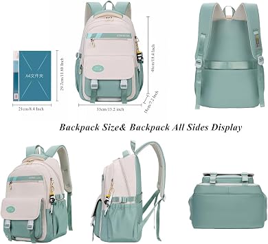 VIDOSCLA 3Pcs Teen Girls' Backpack Set Middle School Students Bookbag Outdoor Teen Boys Bookbag