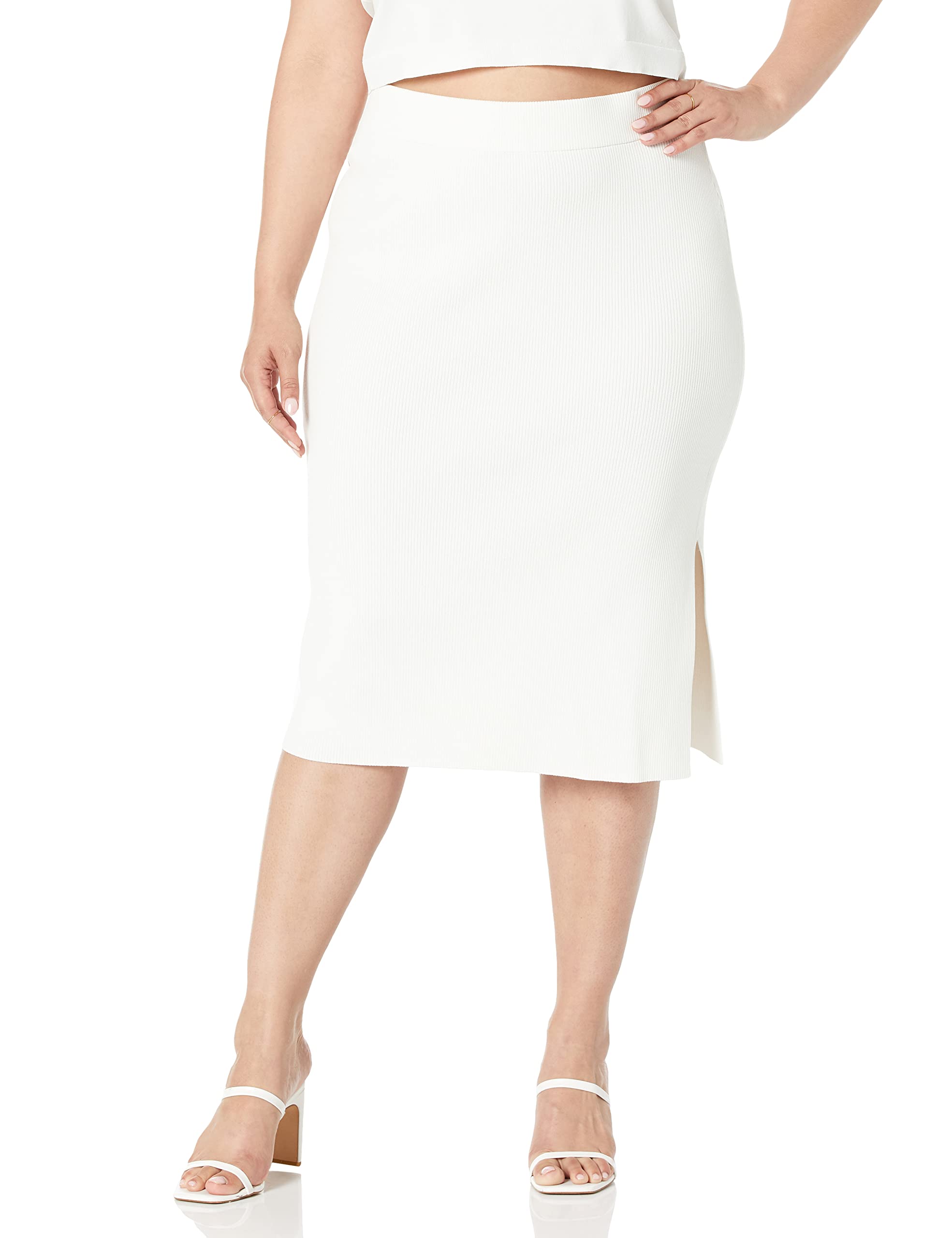 The Drop Women's Vera Slim Side-Slit Midi Sweater Skirt