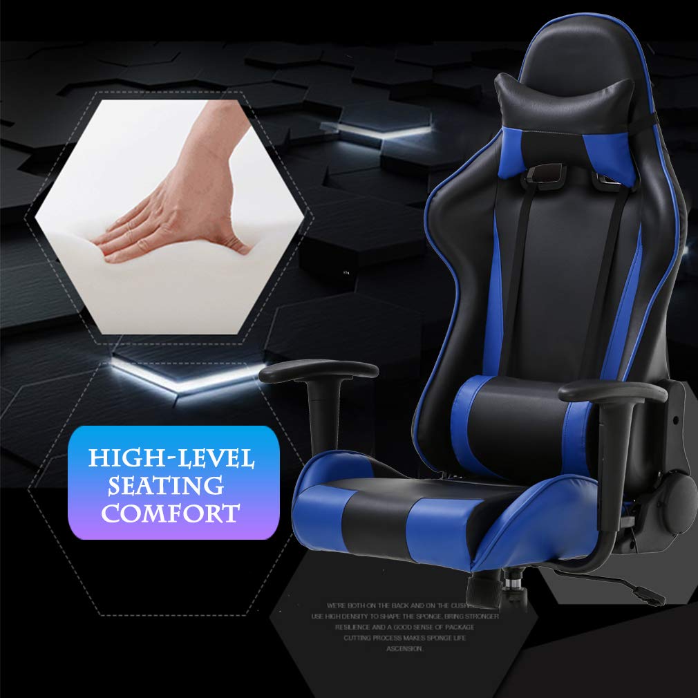 Silla Gaming Ergonómica BestOffice - Piel Sintética, Reposapiés, Reclinable 135 Grados