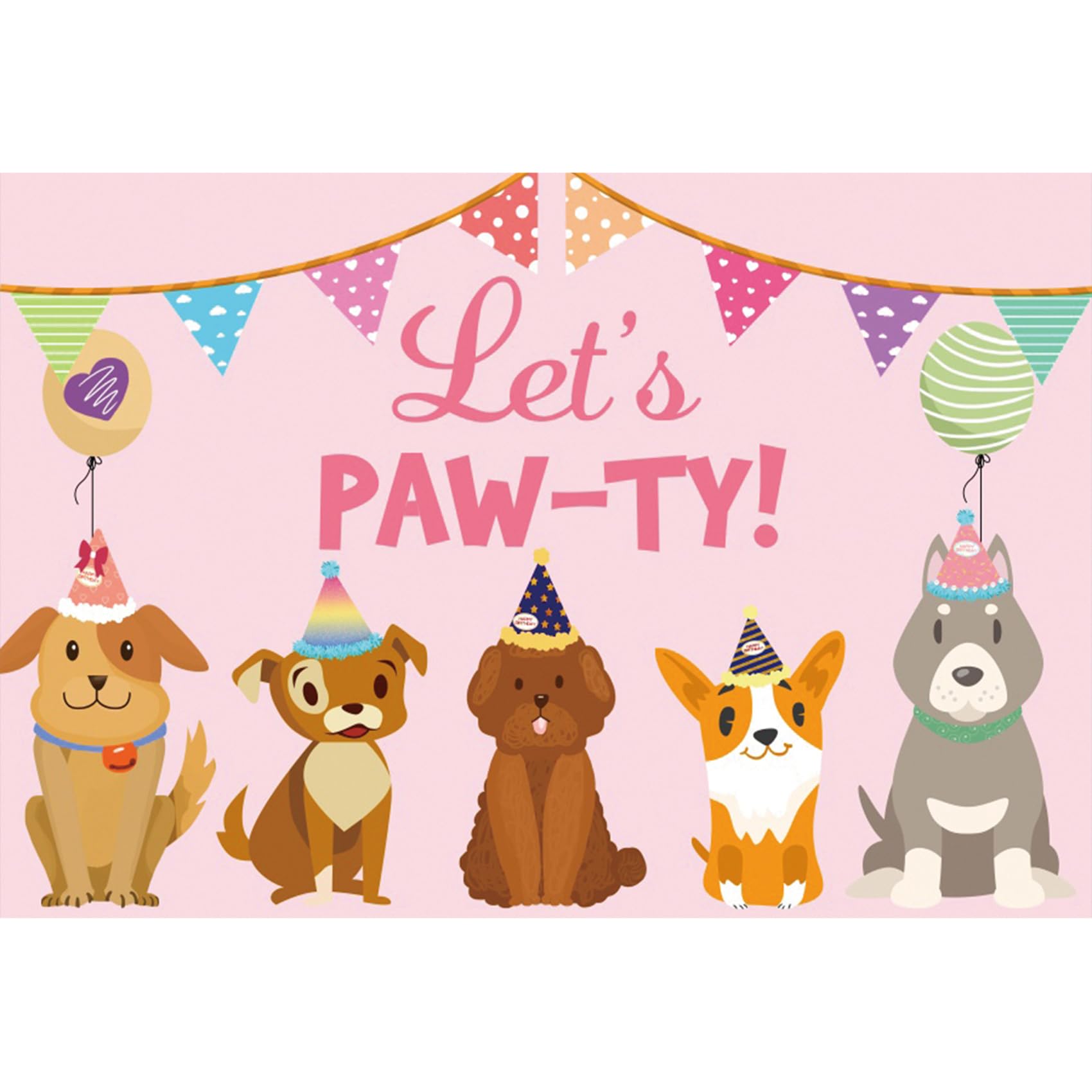 Baocicco Fotohintergrund 'Let's Pawty' – 1,5 X 1 M, Mit Hundemotiv (Shiba Inu, Pudel), Aus Vinyl, Für Geburtstagsfotos & Partys