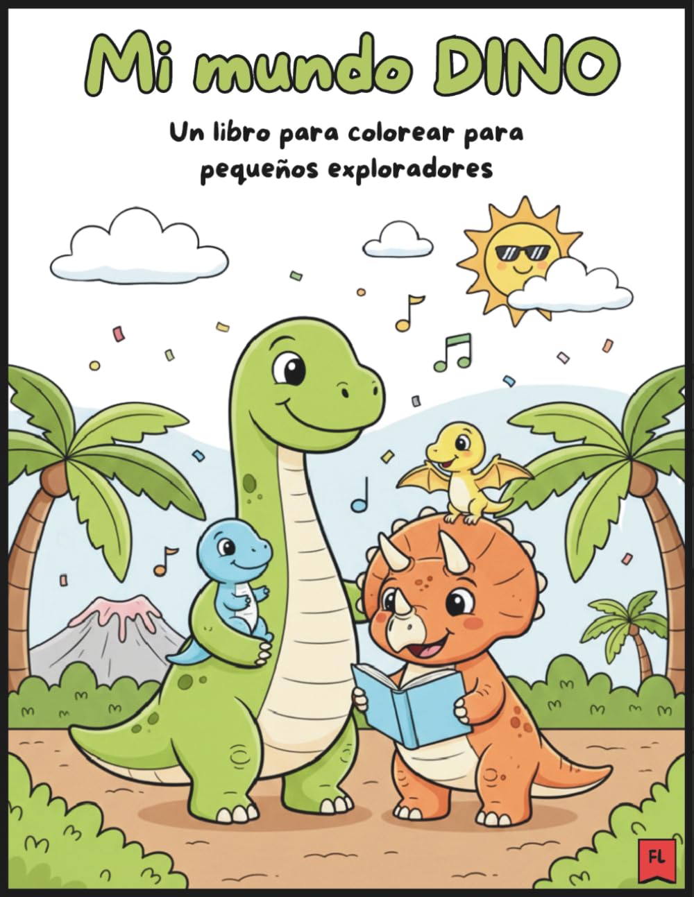 Mi Mundo Dino: Libro de colorear para niños a partir de 3 años con 36 motivos divertidos de dinosaurios.