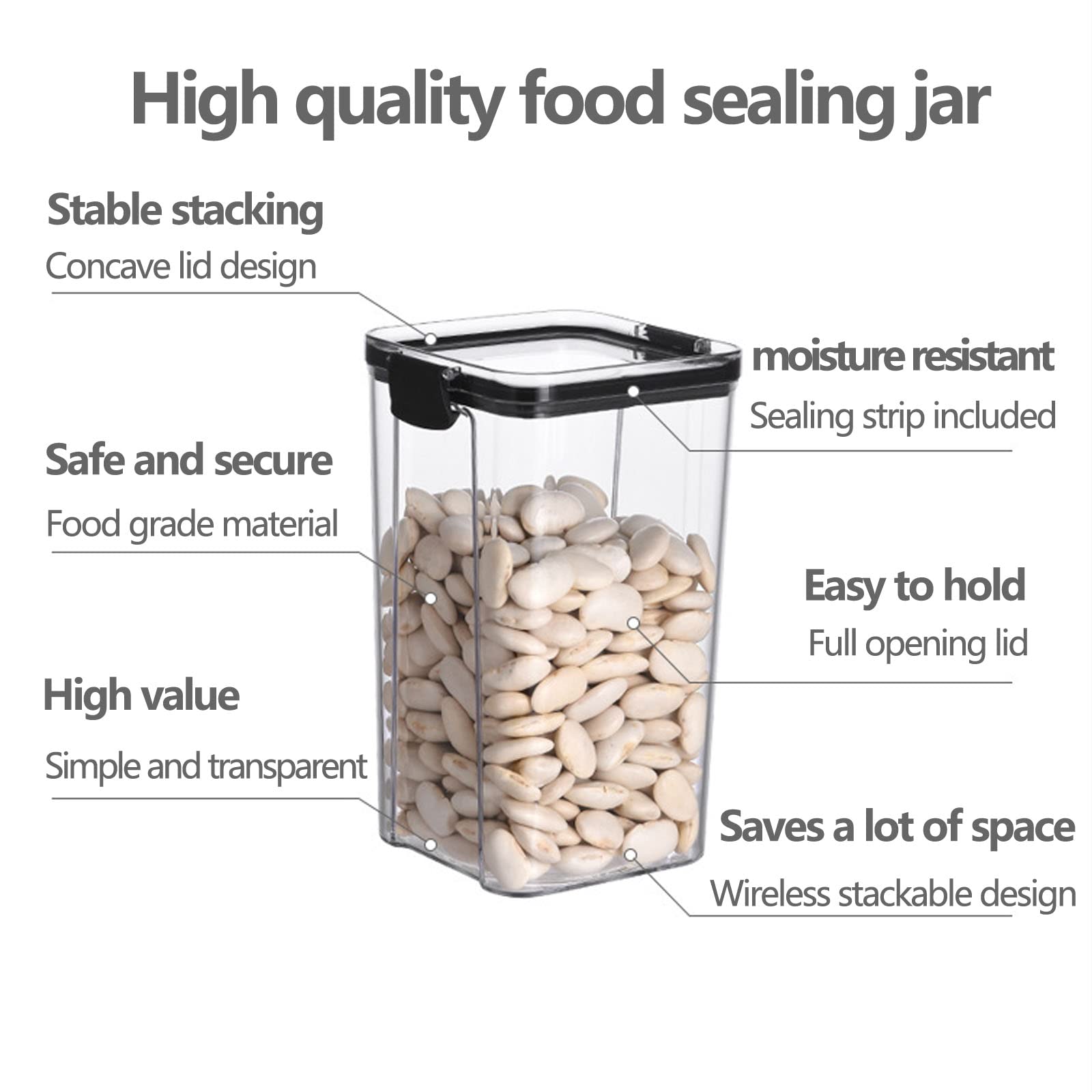 LANMOU Contenitori Alimentari per Cereali Set 8 Pezzi, Contenitori Ermetici Alimentari Plastica con Coperchio per Alimenti Set, Utilizzato per la Conservazione di Cereali, Muesli, Farina (Upgrades)