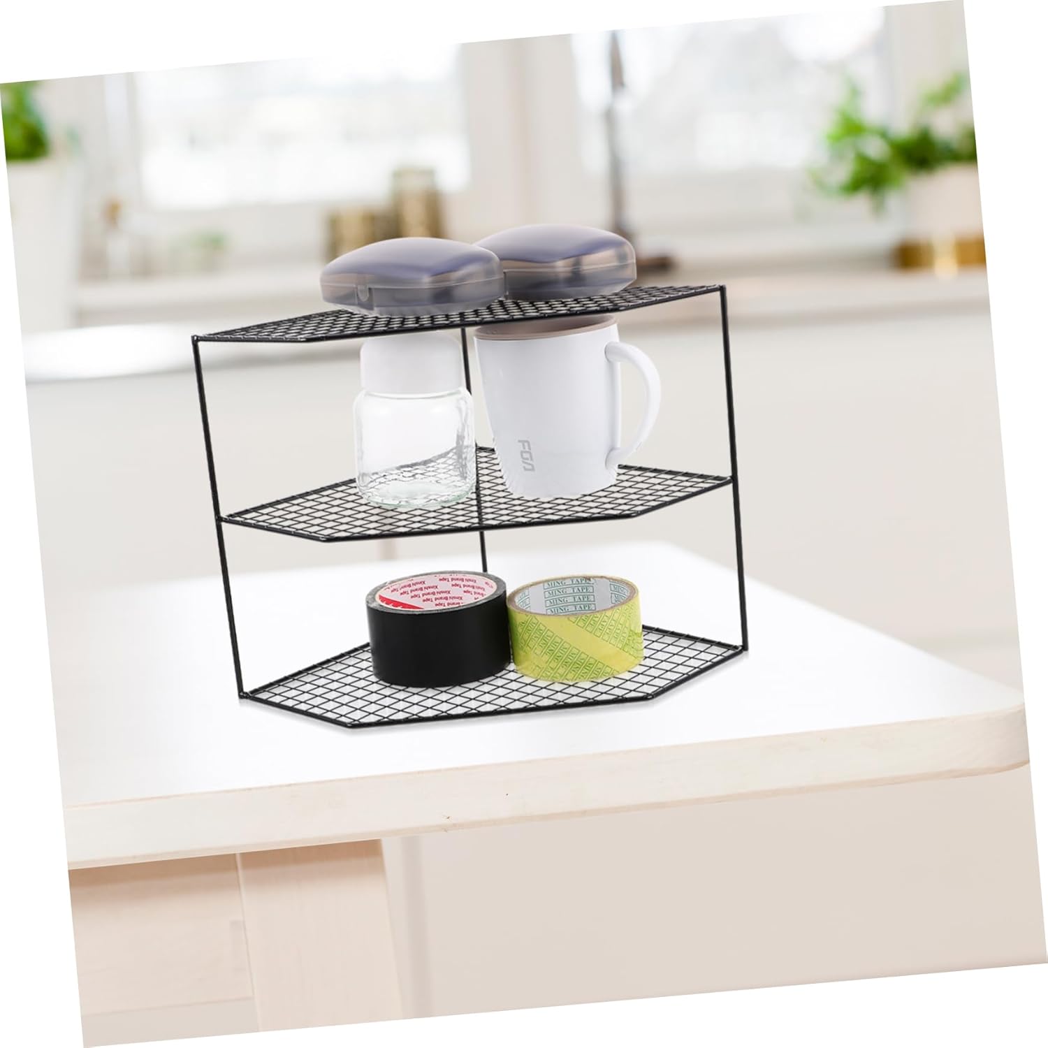 Freestanding Kitchen Organizer Corner Spice Rack Countertop Pot Storage Multi-function Shelf