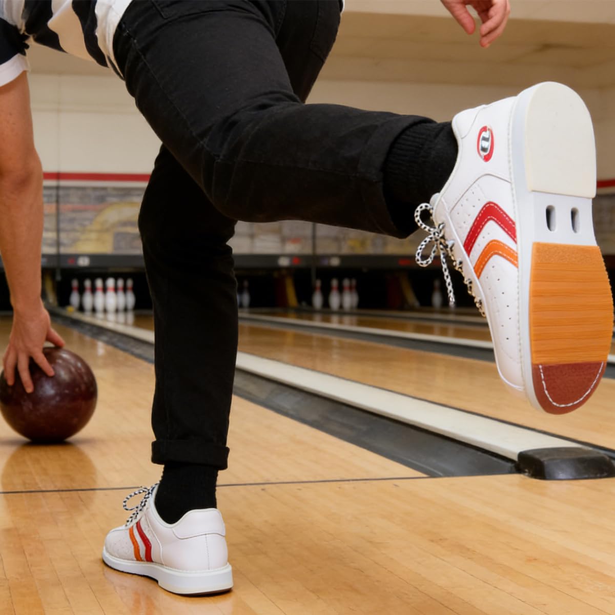 Bowlingschuhe für Damen Leicht Bequeme Schnürung Bowlingschuhe Mode rutschfest Gepuffertes Rechtshänder Anfänger