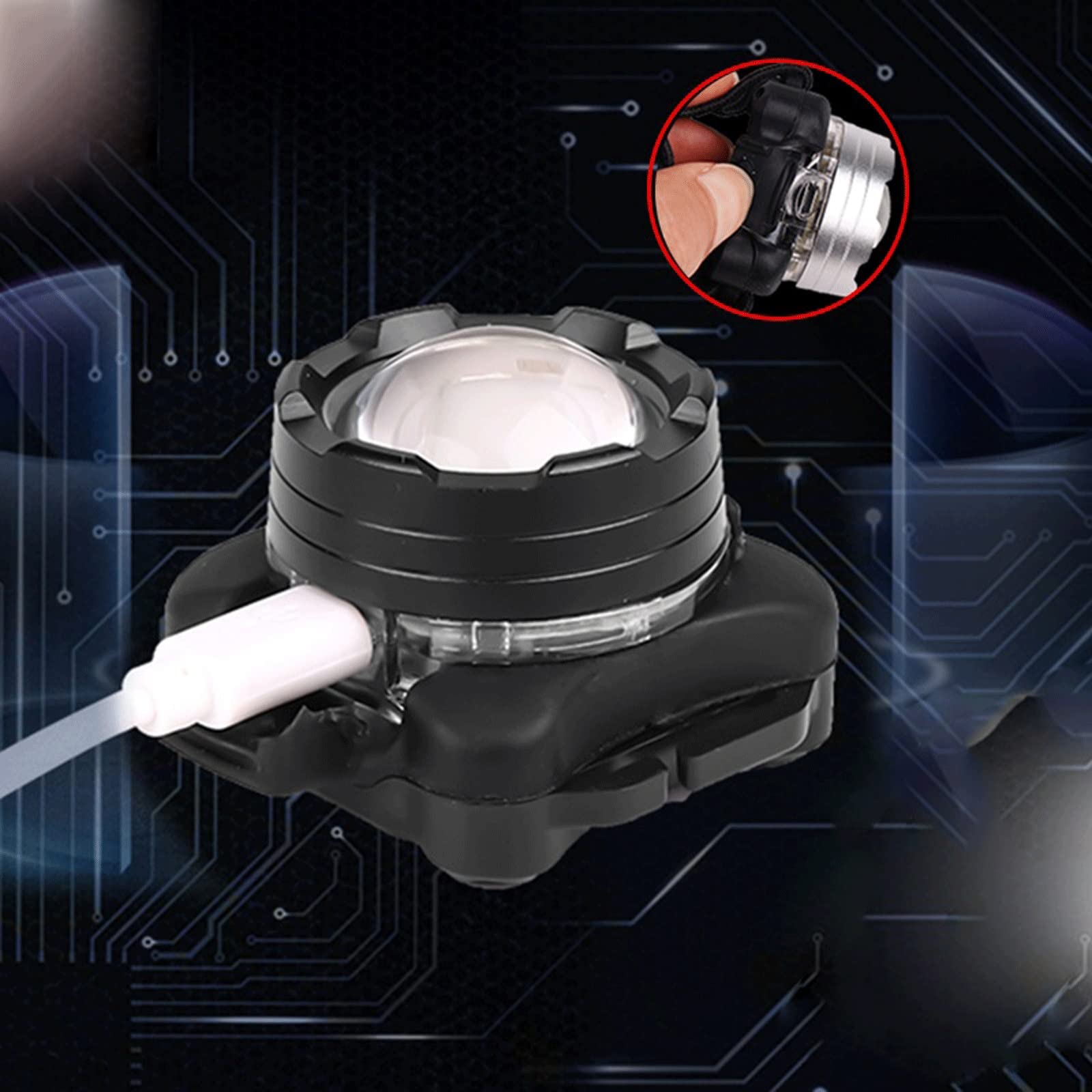 Latarka czołowa wbudowana bateria potężna lampa czołowa USB ładowalna reflektor COB LED czołówka z wodoodporną lampą czołową białe czerwone oświetlenie