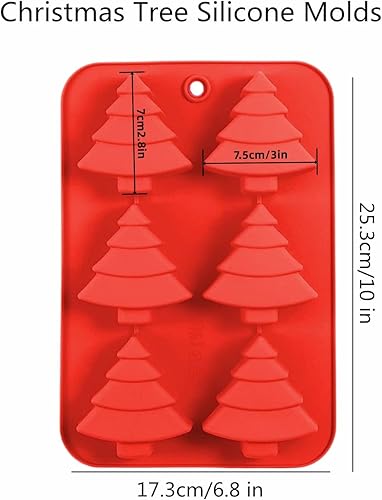 Miniatura 2 de Sweetfamily Paquete de 2 moldes de silicona para árbol de Navidad, 6 bandejas para hornear dulces de vacaciones, dulces, gomitas, chocolates,