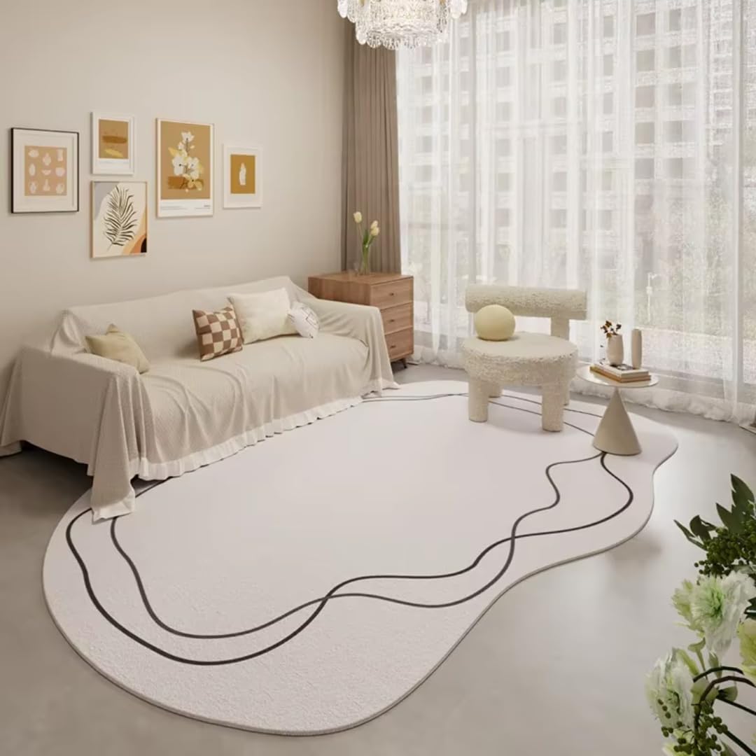 Dywany w stylu kremowym do sypialni, puszyste, miękkie dywaniki podłogowe w minimalistycznym stylu, dekoracja salonu, gruby, pluszowy dywanik nocny (120 x 160 cm/G)