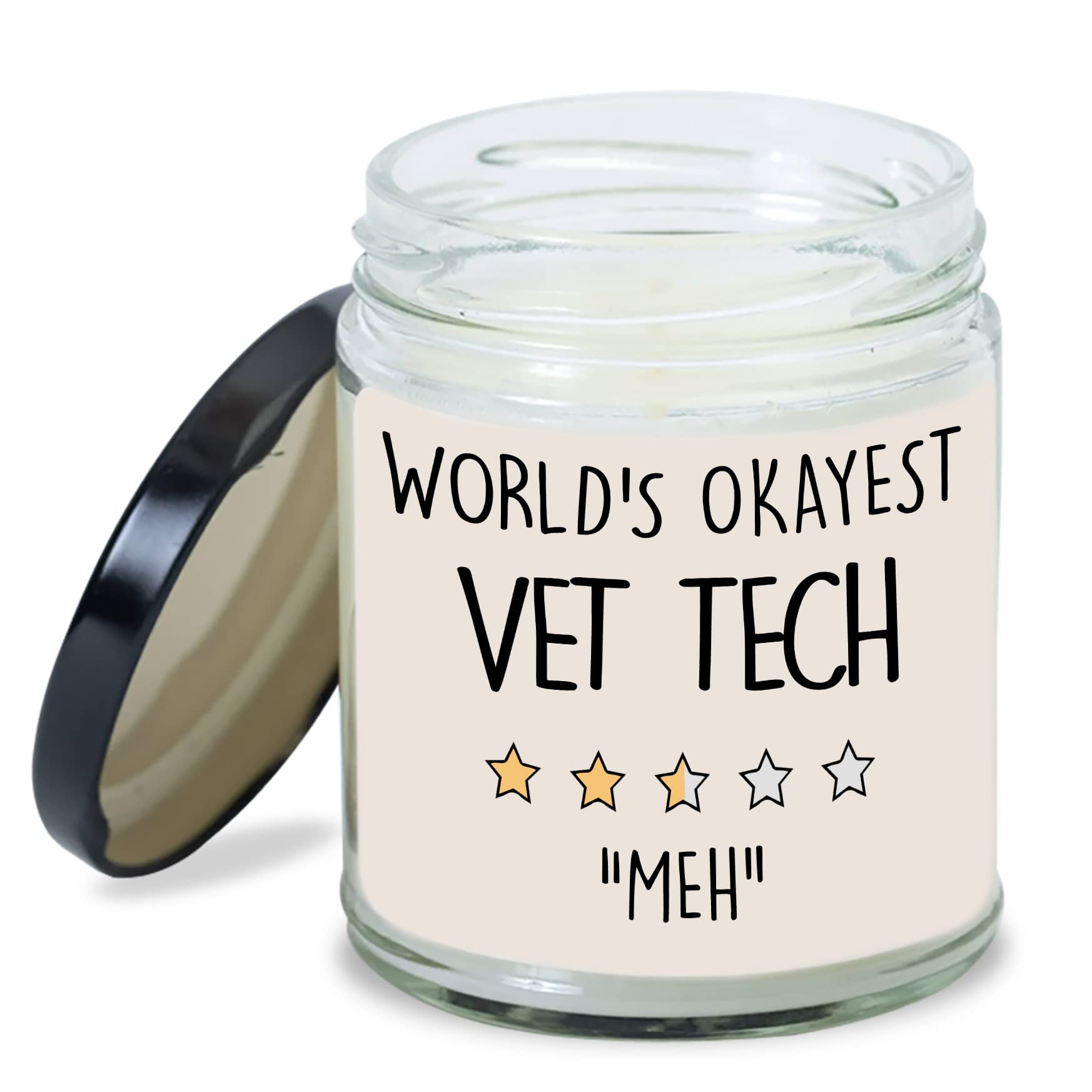 MEDROC Vet Tech Candle World's Okayest Vet Tech Thank You Gift for Vet Coworker Women, Birthday Christmas Gift for Vet Tech Best Friend, Vet Tech Week Home Decoration Gift