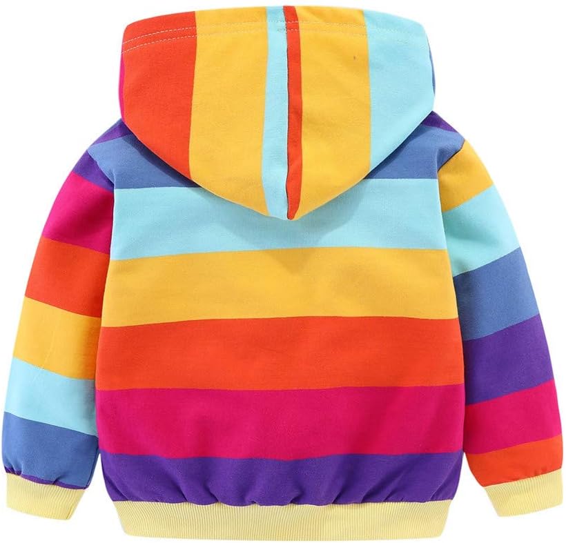 Vibrant Rainbow-Striped Children's Hoodie