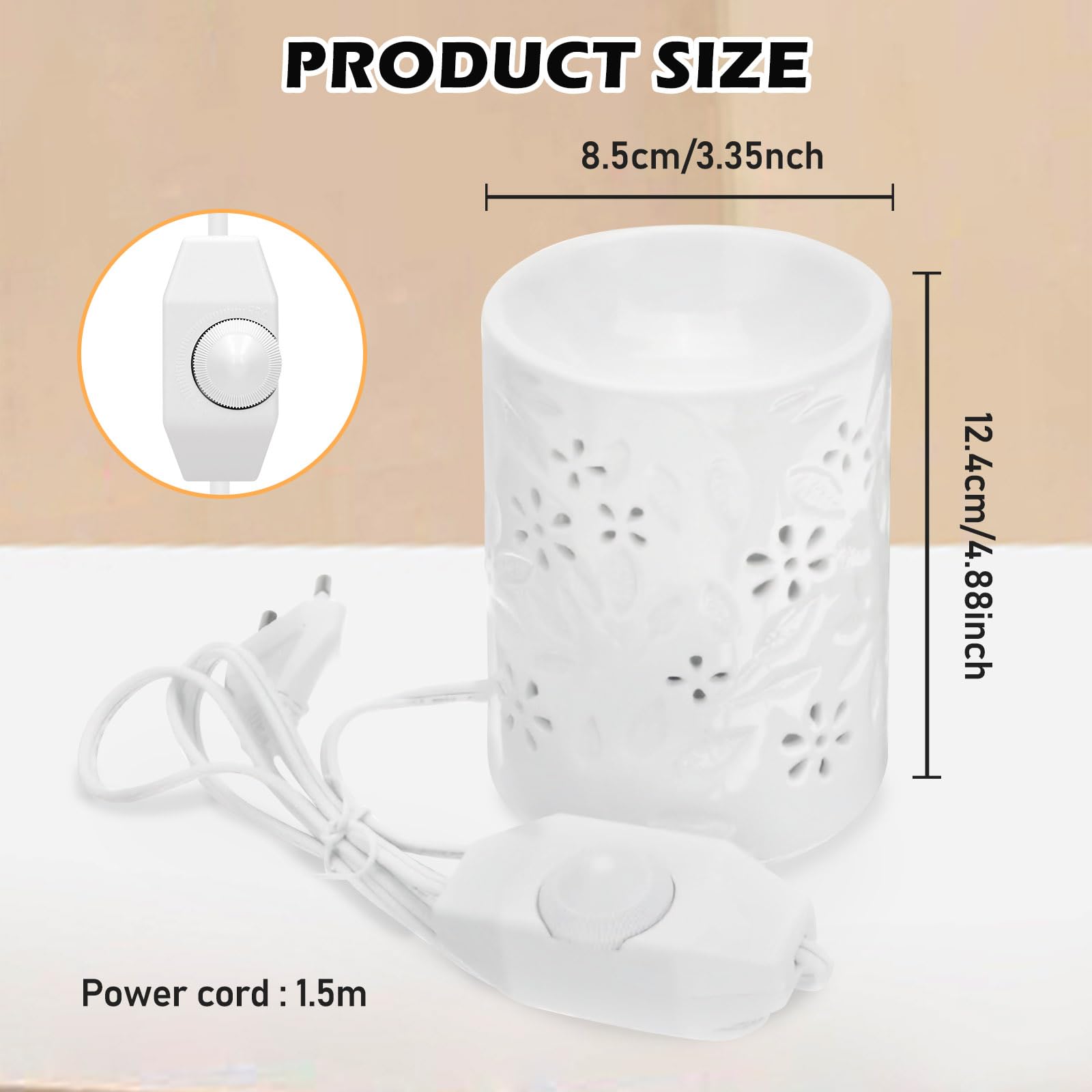 PORFOYO Calentador de cera - Lámpara de fragancia eléctrica de cerámica - Lámpara aromática para cera perfumada - Hornillo para aceites esenciales - Para oficina, yoga, dormitorio
