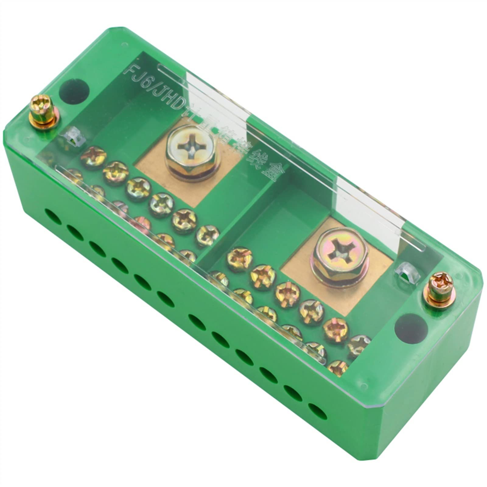 SMOKTConnection Distribution Box 2-in 12-Out Three Phase Green Terminal Block Row Junction Metering Box Part Line 1Pcs