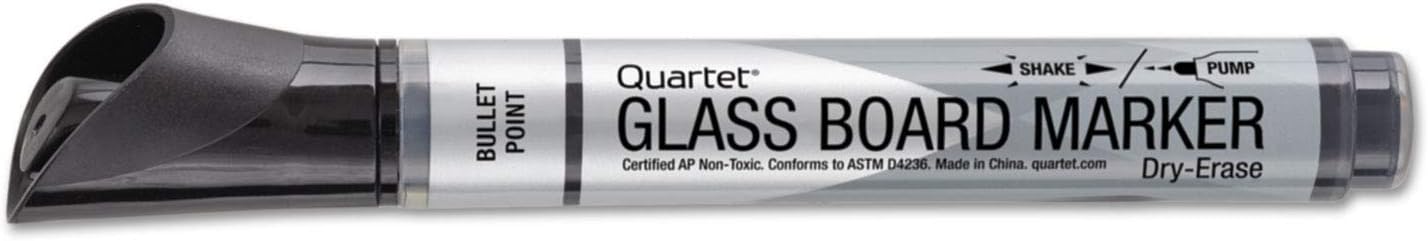 Quartet Premium Glass Board Dry Erase Marker, Bullet Tip, Black