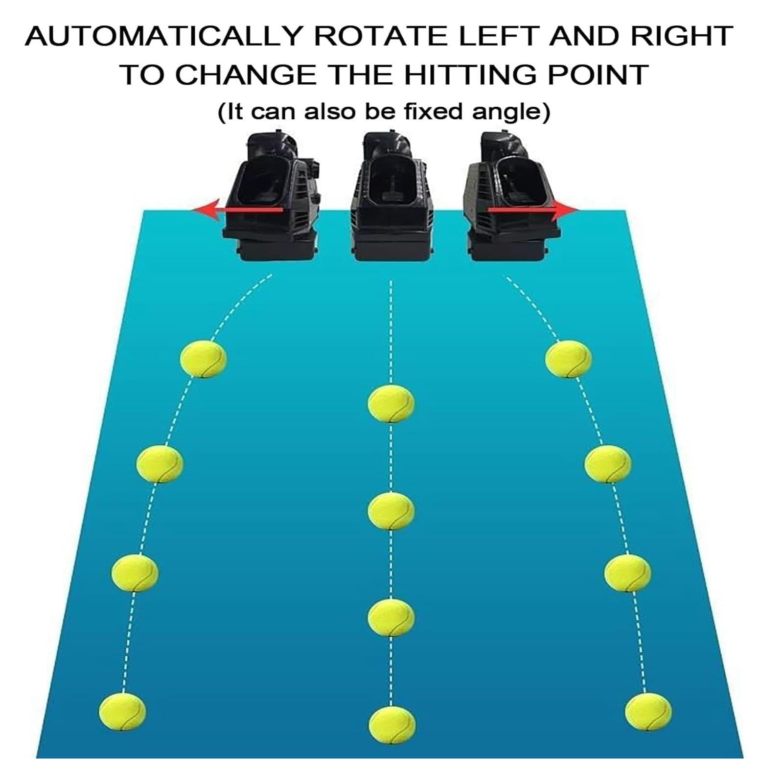 IMOSEI Portable Tennis Ball Tosser with Automatic Rotation Function, Tennis Serving Machine, Can Hold Around 30 Balls, Adjustable Launching Angle/Interval, Perfect for Kids, Beginners, Coaches