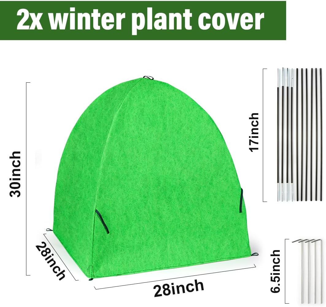 Plant Covers Freeze Protection for Winter, Outdoor Garden Frost Cover for Plants,Reusable Shrub Blankets Bags, Potted Fruit Vegetable Sall Tree Pest Protector(Felt,2-Pack)