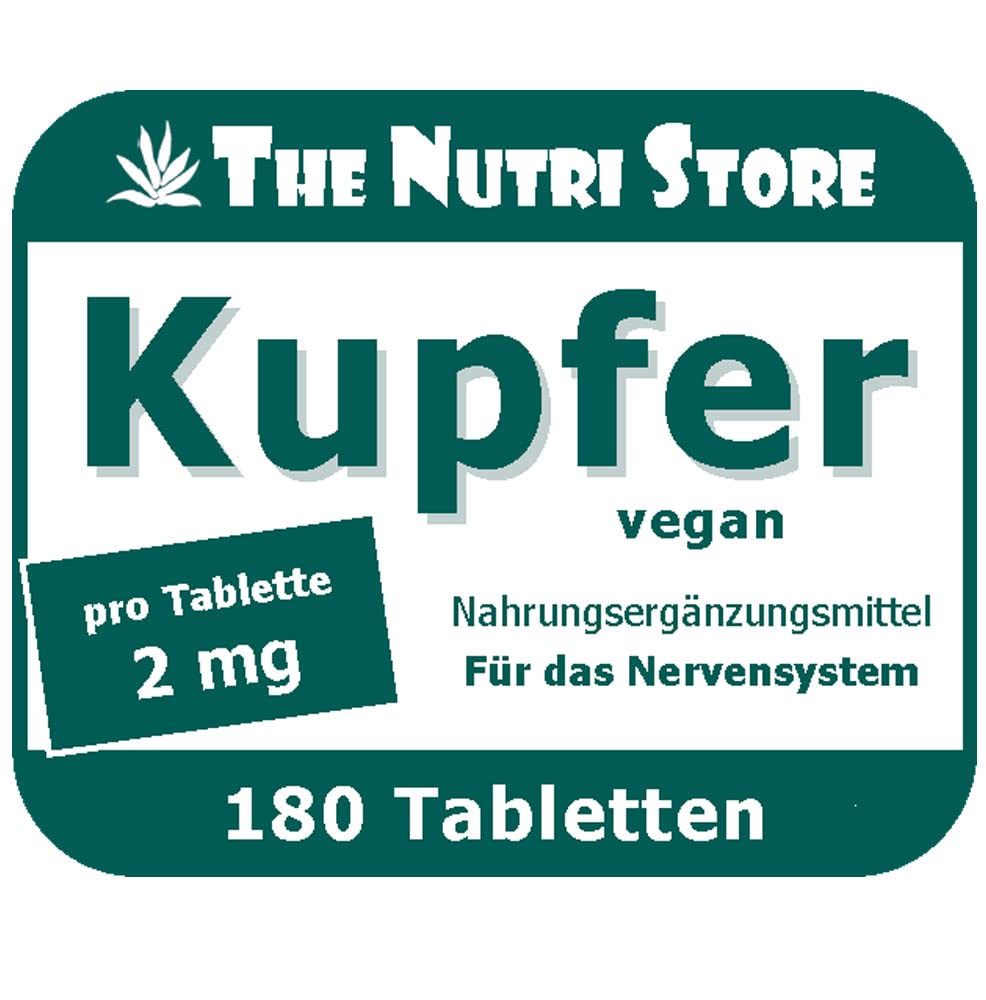Kupfer 2 mg vegane Tabletten 180 Stk. - Für das Nervensystem - 6 Monatsvorrat