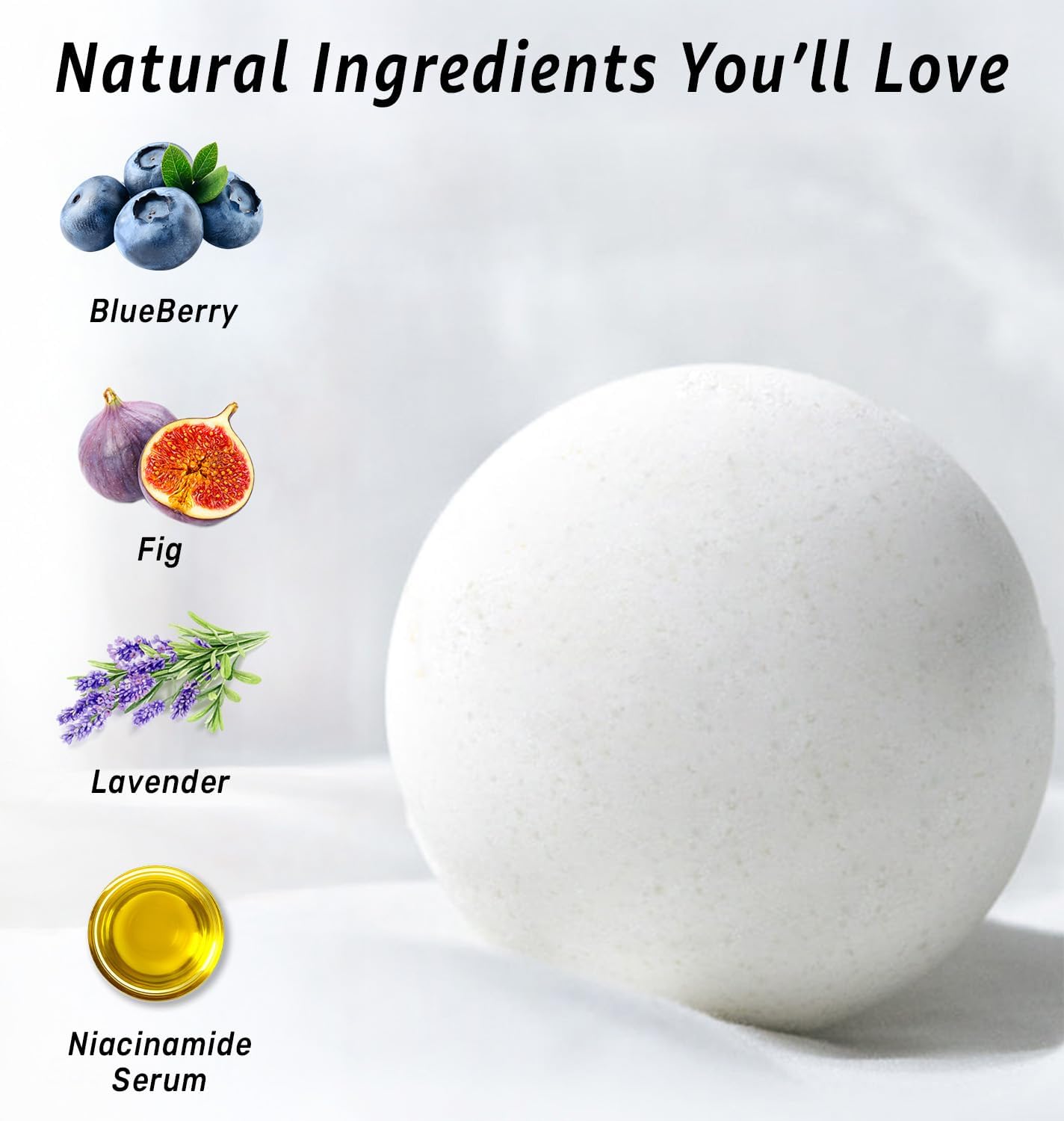 Lavender Bath Bombs Skin Nourishing Moisturize Niacinamide Serum Lavender Blueberry Fig Luxury Fizzing Spa Bubble Bath Gift Set for Sensitive Skin Stress Relief Relaxation Gift Birthday Christmas - Image 3